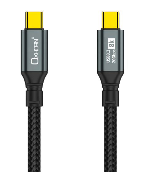 Oxhorn USB 3.2 Gen 2×2 3m USB-C to USB-C 20Gbps 8K@60Hz 20V 100W E-Marker Chip Black fast charging & Video cable Laptop Phones Tablet USB-C Device Oxhorn USB 3.2 Gen 2×2 3m USB-C to USB-C 20Gbps 8K@60Hz 20V 100W E-Marker Chip Black fast charging & Video cable Laptop Phones Tablet USB-C Device